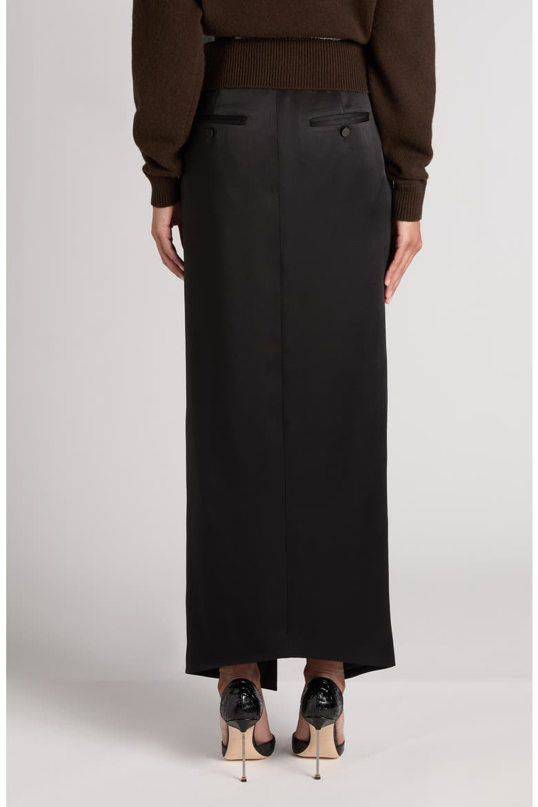 Tailored Satin Maxi Skirt, Alternate, color, BLACK