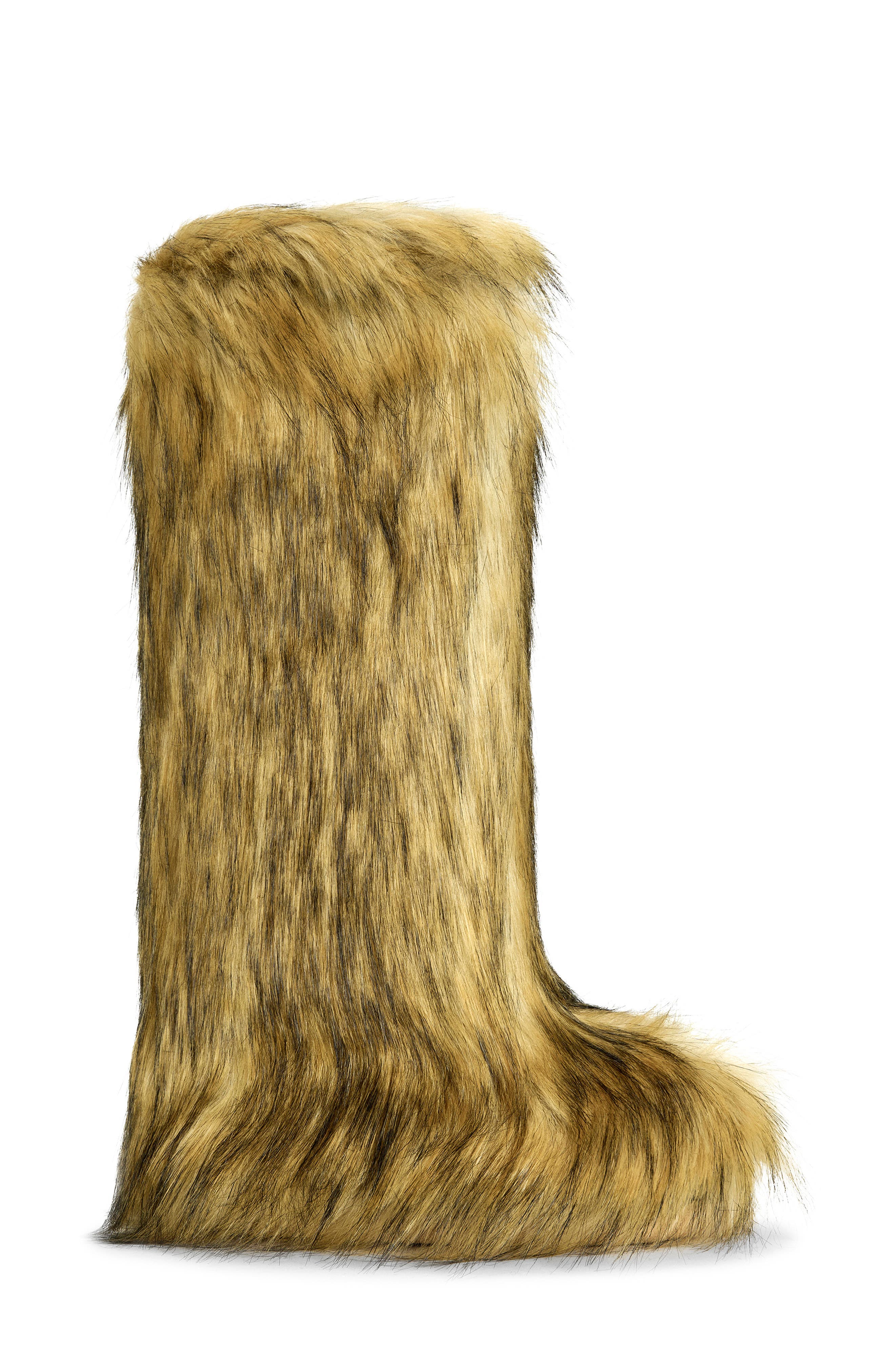 AZALEA WANG Fayes Faux Fur Platform Boot, Alternate, color, Brown Multi