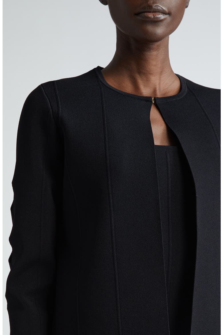 Milano Knit Cutout Sleeve Cardigan, Alternate, color, BLACK
