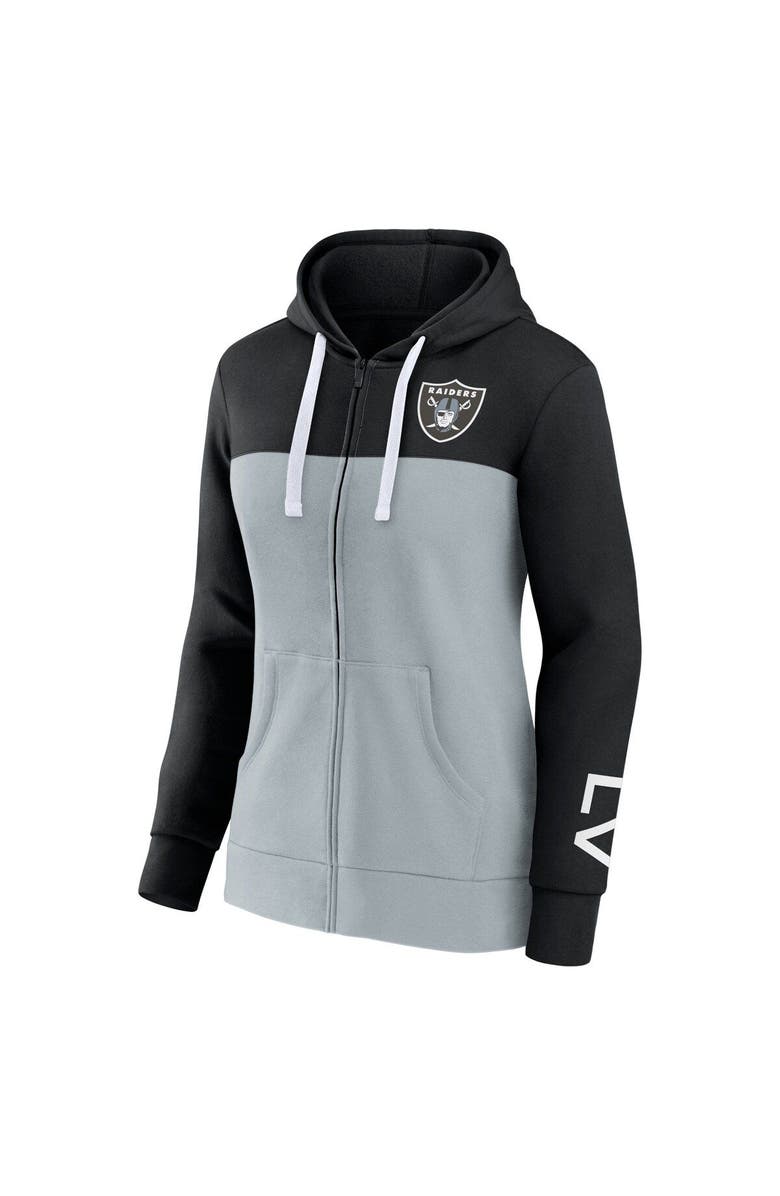 FANATICS Women's Fanatics Branded Black/Silver Las Vegas Raiders Take The Field Color Block Full-Zip Hoodie, Alternate, color,