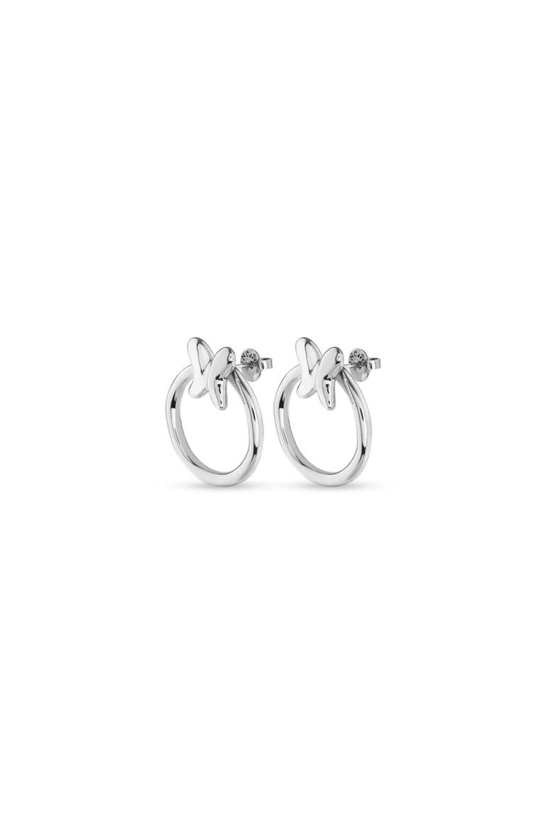 Butterfly Swing Hoops, Alternate, color, Silver