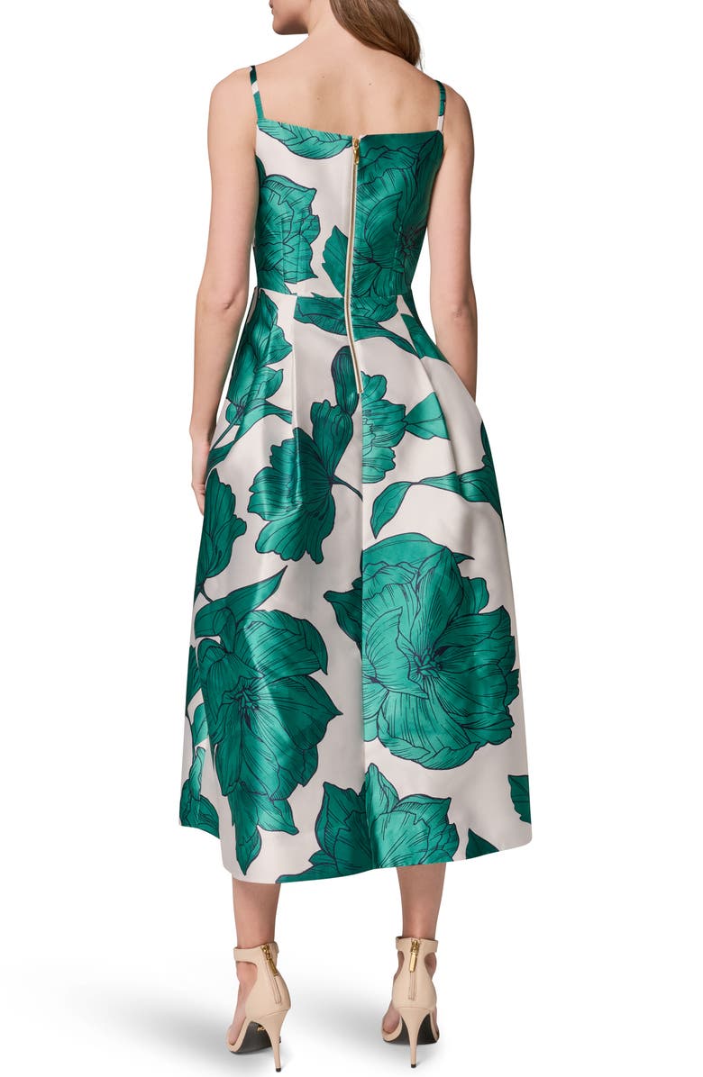 Donna Karan New York Floral Mikado Fit & Flare Gown, Alternate, color, Lawn