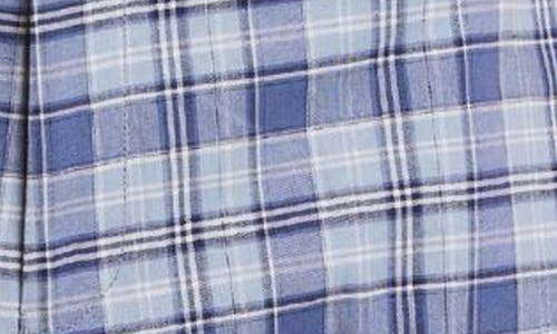 Paisley & Gray Downing Slim Flat Front Plaid Stretch Cotton Dress Pants In Blue