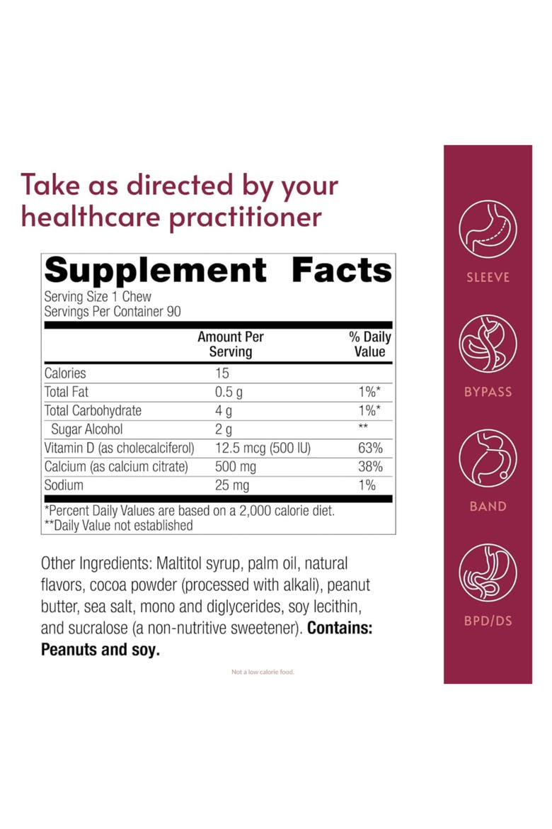 Calcium Citrate Chewy Bites 500 mg Vitamin D3 Supplement 90 Count, Alternate, color, None