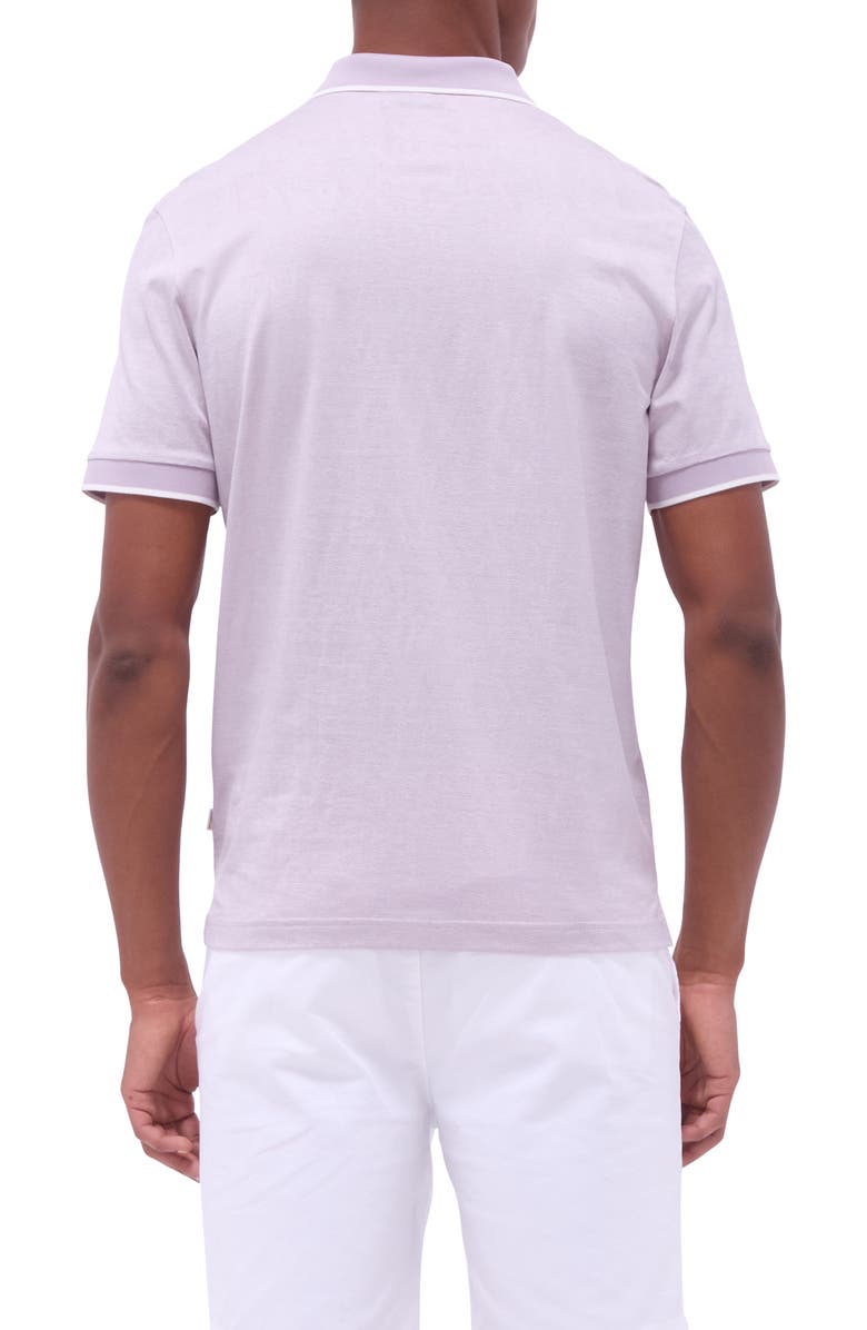 Bugatchi Tipped Piqué Cotton Polo, Alternate, color, Lilac