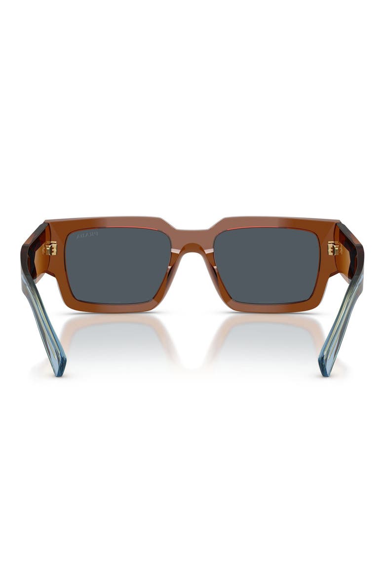 55mm Rectangular Sunglasses, Alternate, color, CHOCOLATE / DARK GREY