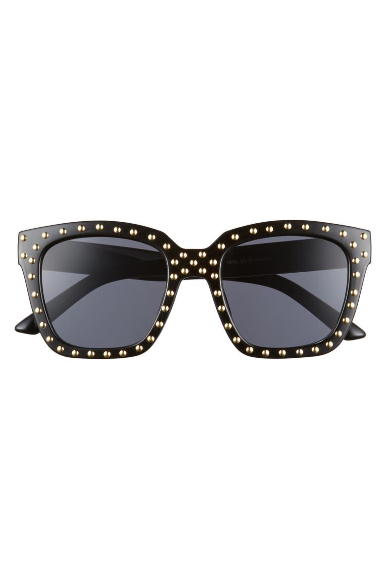 Studded Square Sunglasses, Alternate, color, BLACK/ GOLD