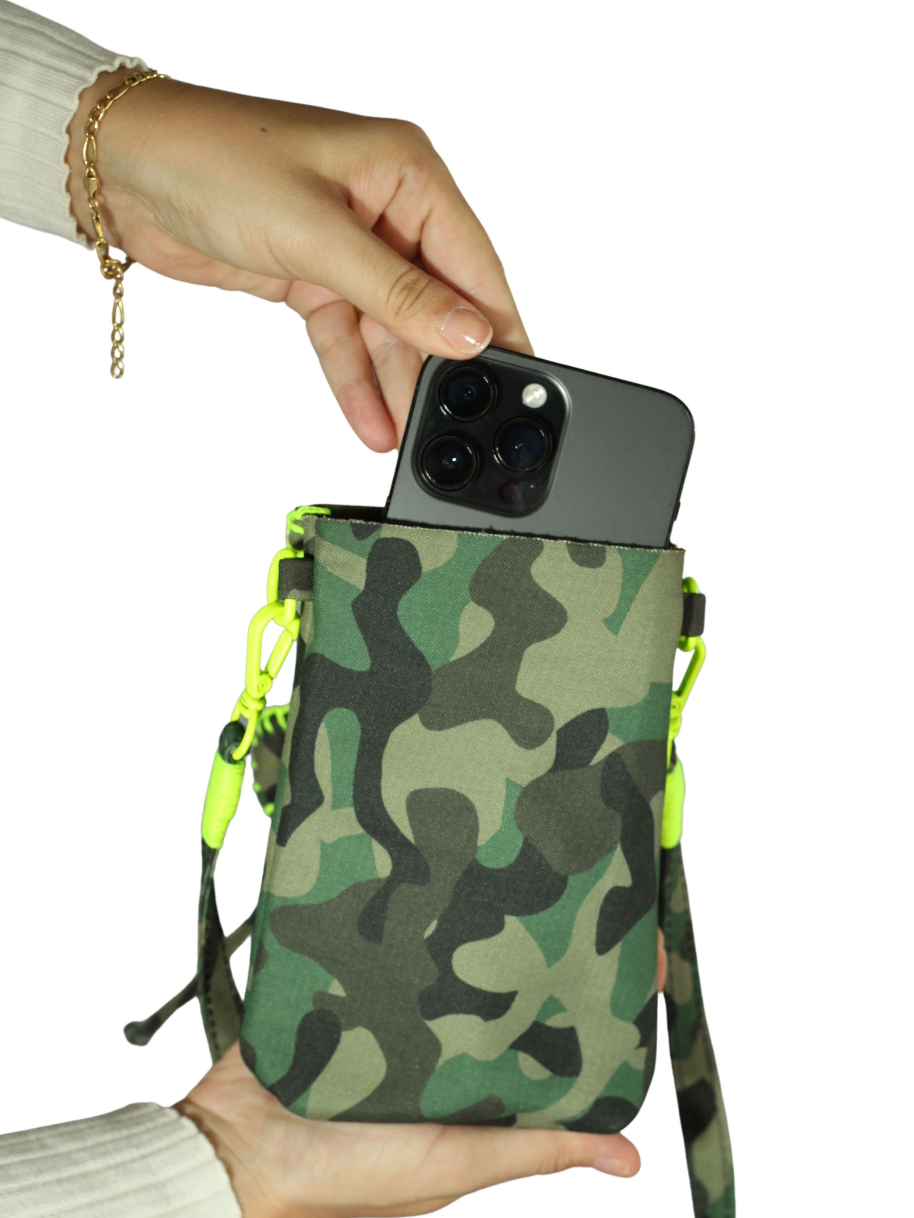 Carlos Falchi Cell Phone Butterly Suede Leather Bag, Alternate, color, Camouflage