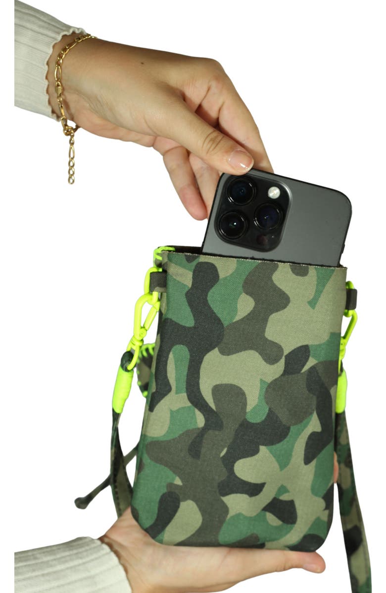 Carlos Falchi Cell Phone Butterly Suede Leather Bag, Alternate, color, Camouflage