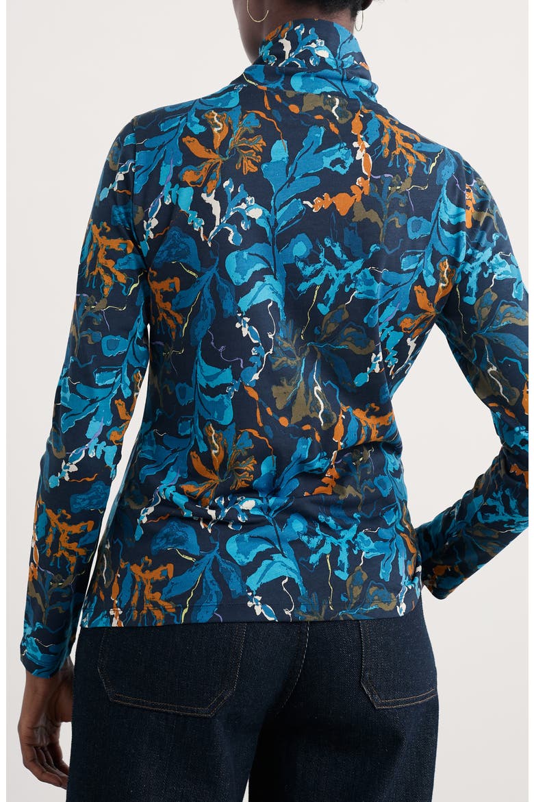 Landing Turtleneck Stretch Organic Cotton Top, Alternate, color, FLOATING FRONDS MARITIME