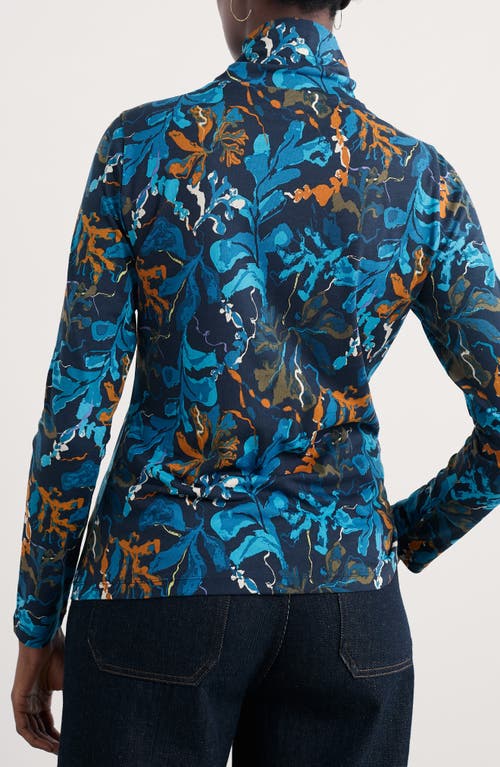 Seasalt Cornwall Landing Turtleneck Stretch Organic Cotton Top In Blue