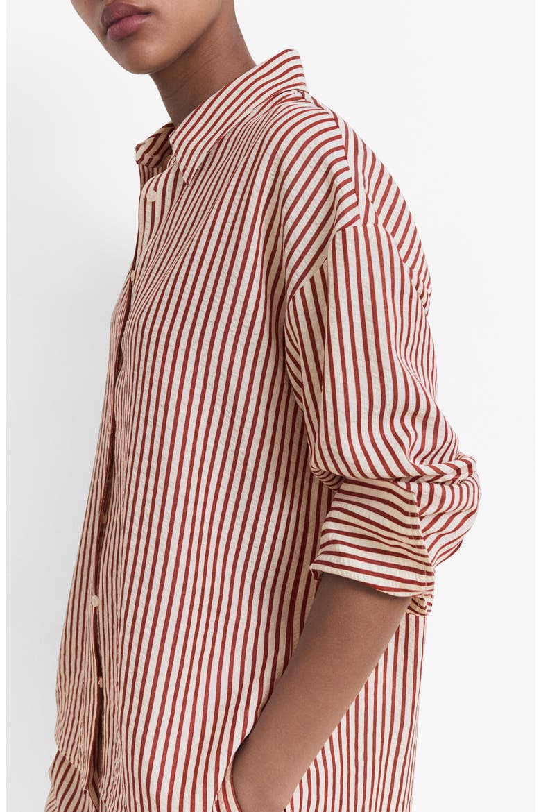 Stripe Button-Up Shirt, Alternate, color, BURNT ORANGE