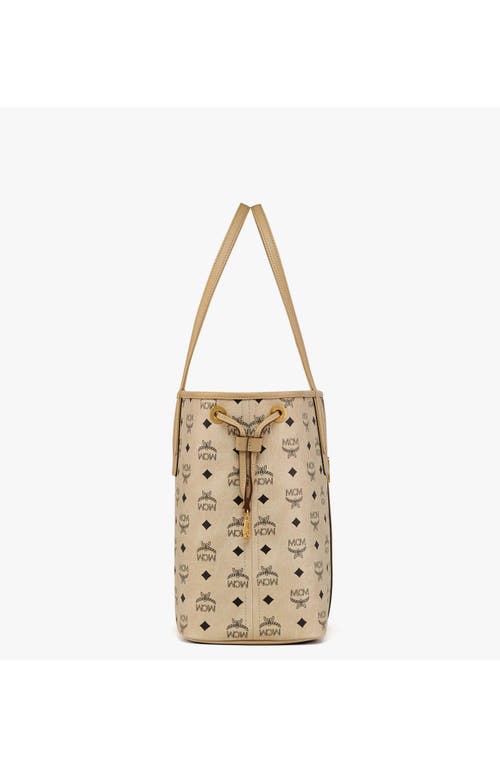 Mcm Medium Liz Reversible Shopper In Beige+black Logo