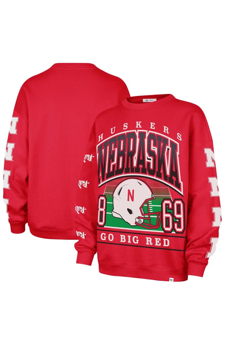 '47 Women's '47 Scarlet Nebraska Huskers Go Big Oversized Pullover Sweatshirt, Alternate, color, Scarlet