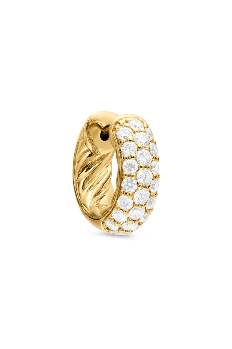 Sculpted Cable Micro Pavé Huggie Hoop Earrings in 18K Yellow Gold, Alternate, color, 18K YELLOW GOLD/ DIAMOND