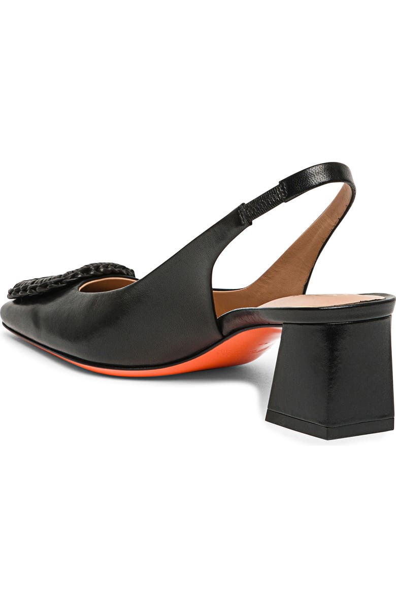 Santoni Leather Mid-Heel Slingback, Alternate, color, Black