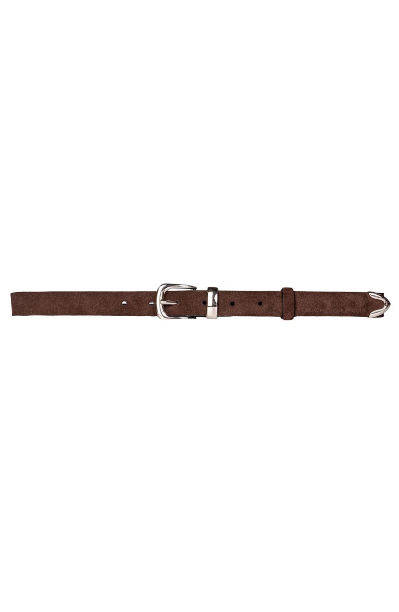 BLACK SUEDE STUDIO Western Belt, Main, color, Brown Suede / Silver