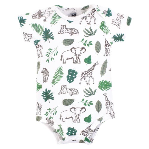 Hudson Baby Essential Cotton Bodysuits 5-piece Set In Green