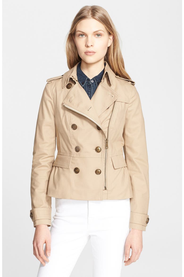 'Brookleigh' Short Moto Trench Coat, Main, color, HONEY