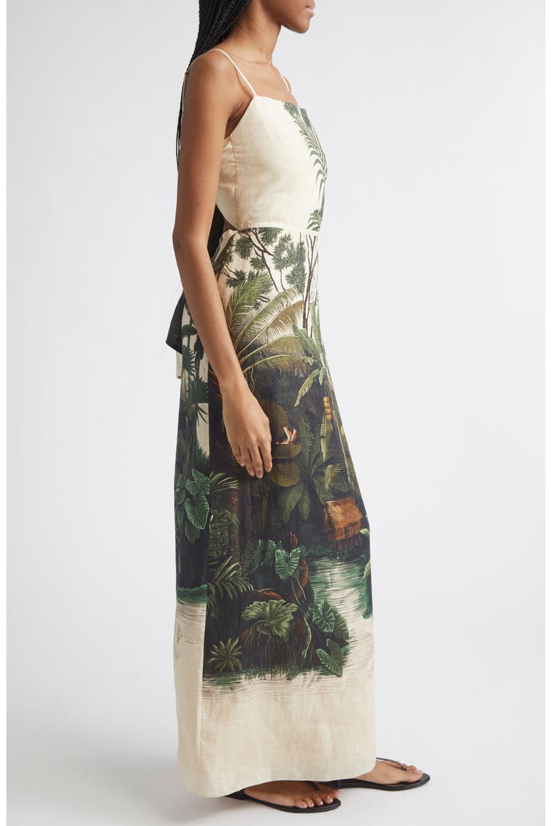 Andean Mythology Maxi Dress, Alternate, color, ECRU / GREEN