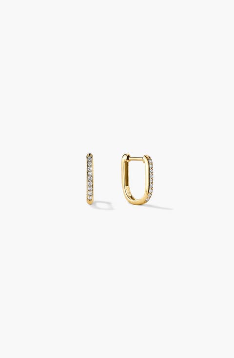 Pavé Diamond Huggie U Hoops