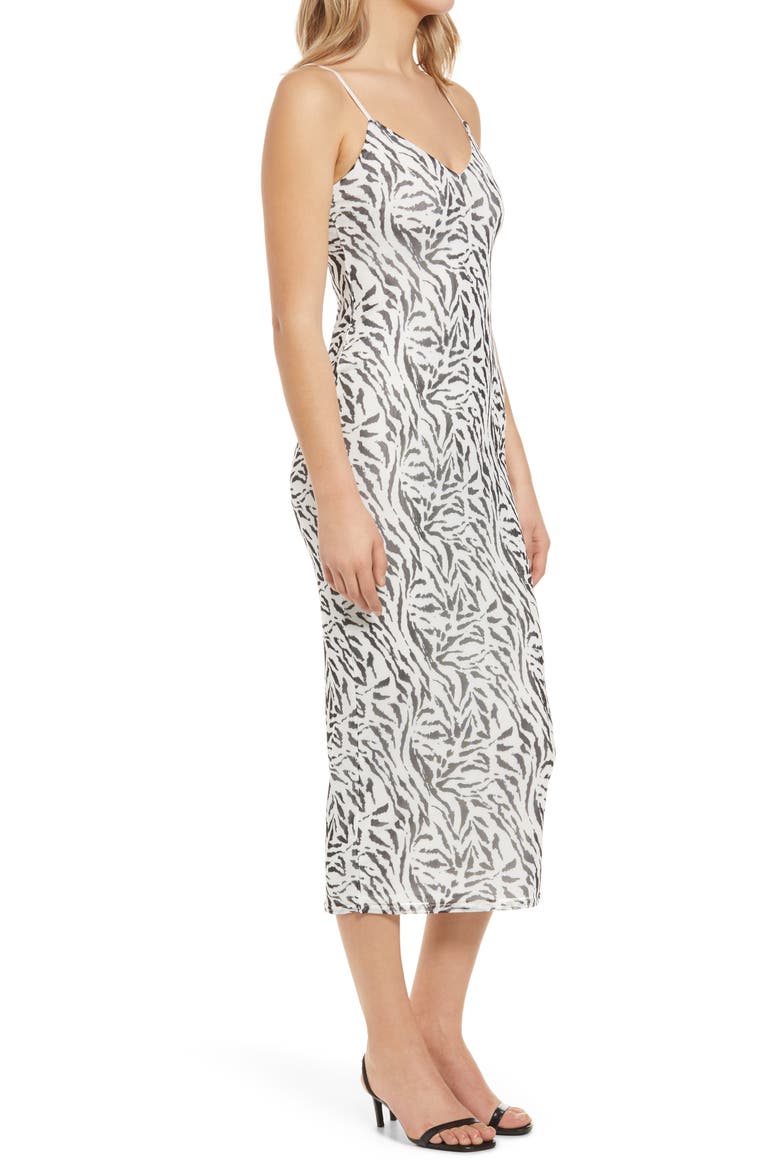 Amina Sleeveless Midi Dress, Alternate, color, BLANC ZEBRA