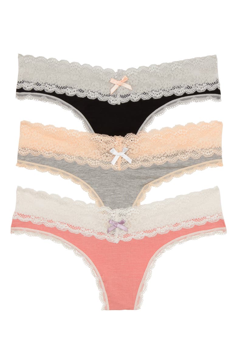 Honeydew Intimates 3-Pack Lace Thong, Main, color,