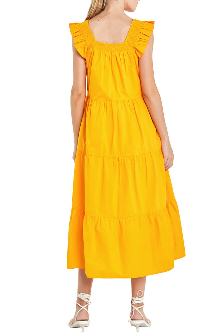 Ruffle Detail Midi Dress, Alternate, color, ORANGE