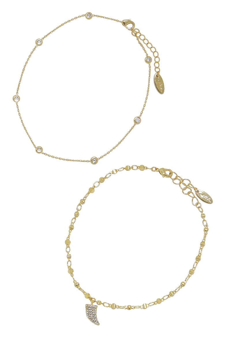 Crystal Horn Anklet Set, Main, color, GOLD