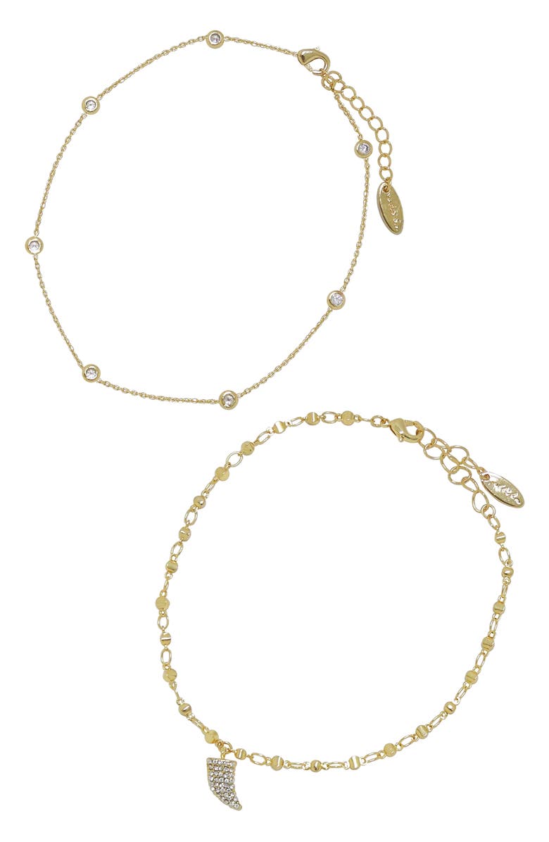 Ettika Crystal Horn Anklet Set, Main, color,