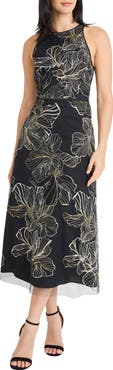 Maggy London Embroidered Sleeveless Evening Dress