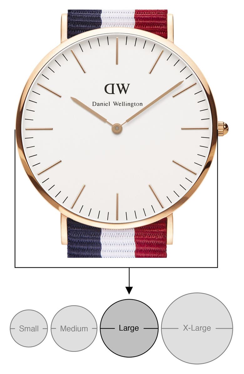 Daniel Wellington 'Classic Cambridge' NATO Strap Watch, 40mm, Alternate, color, 