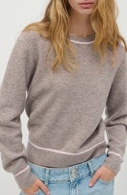 MANGO TEEN Contrast Detail Crewneck Sweater