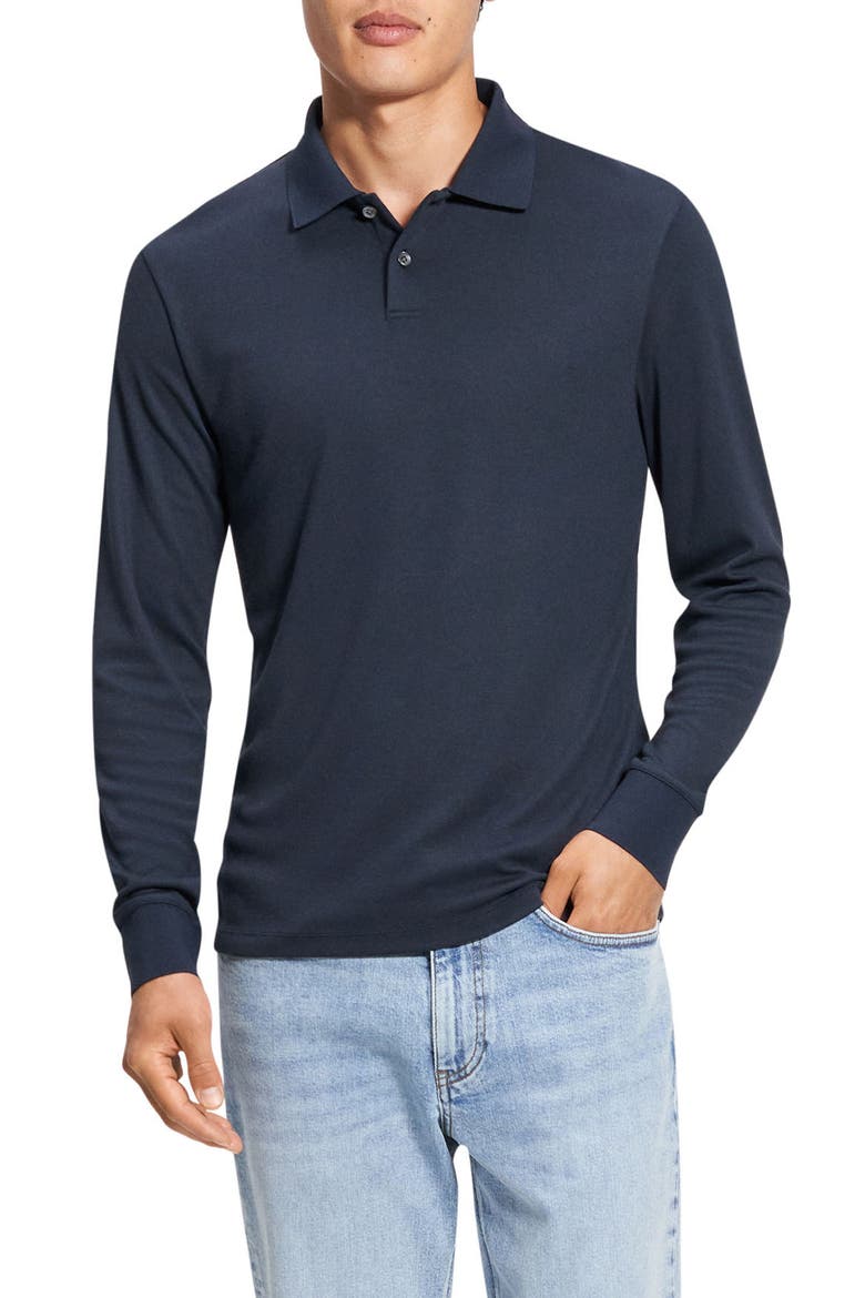 Goris Anemone Milano Long Sleeve Polo, Main, color, BALTIC