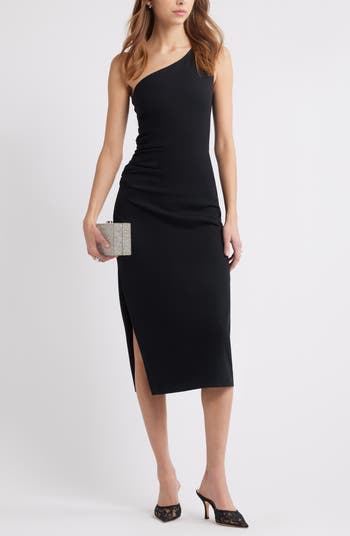 One-Shoulder Knit Midi Dress