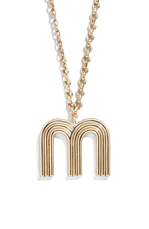 Oversize Etched Letter Initial Pendant Necklace