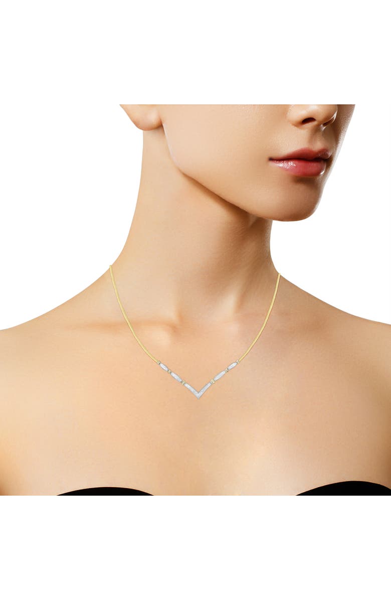 Haus of Brilliance 14K Yellow and White Gold 3.00 Cttw Diamond "V" Shape Statement Necklace, Alternate, color, Yellowwhite