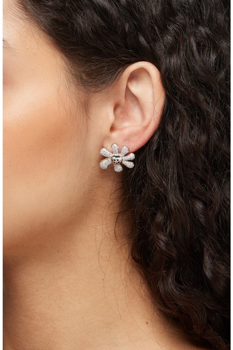 Happy Blossom Crystal Pavé Mismatched Stud Earrings, Alternate, color, CRYSTAL CLEAR PAVE