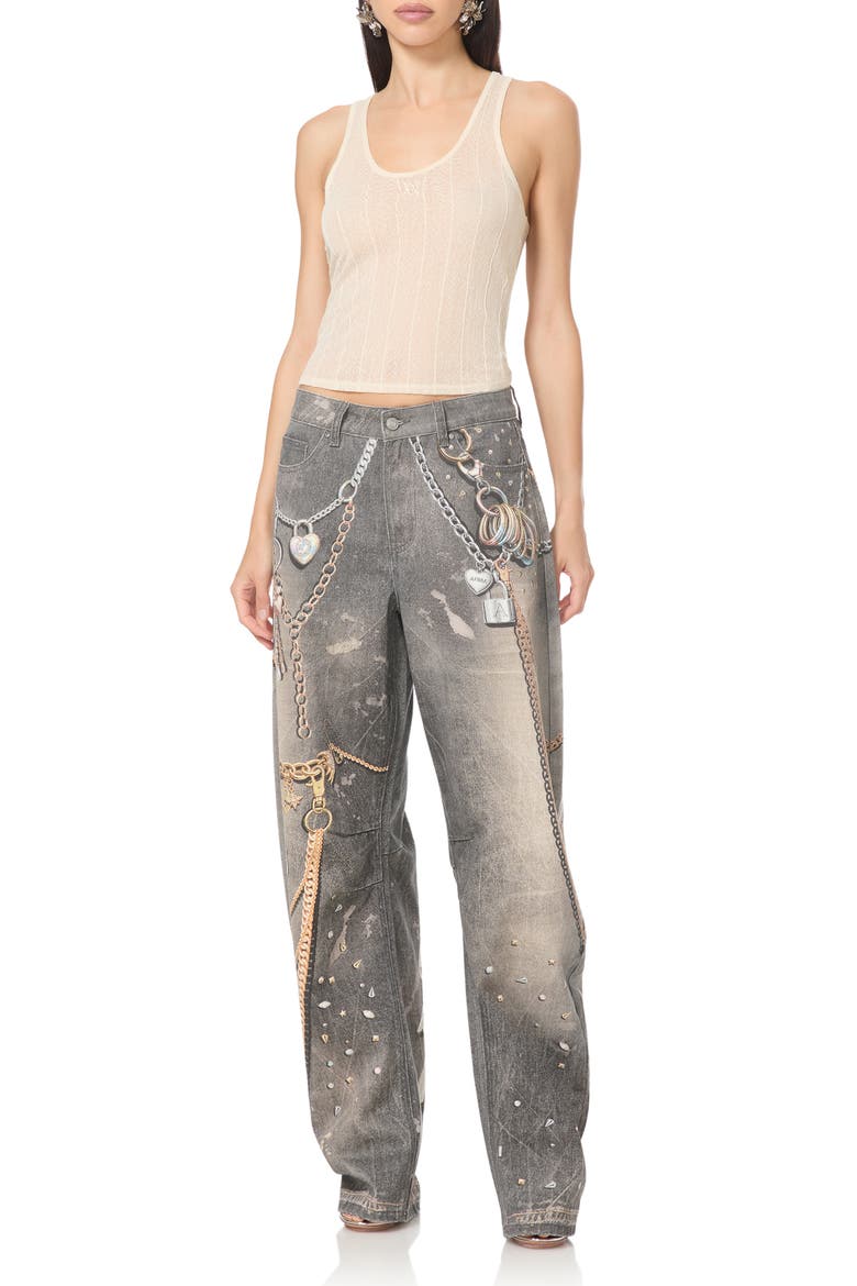 Barrel High Waist Wide Leg Jeans, Alternate, color, BLACK GRUNGE PRINT