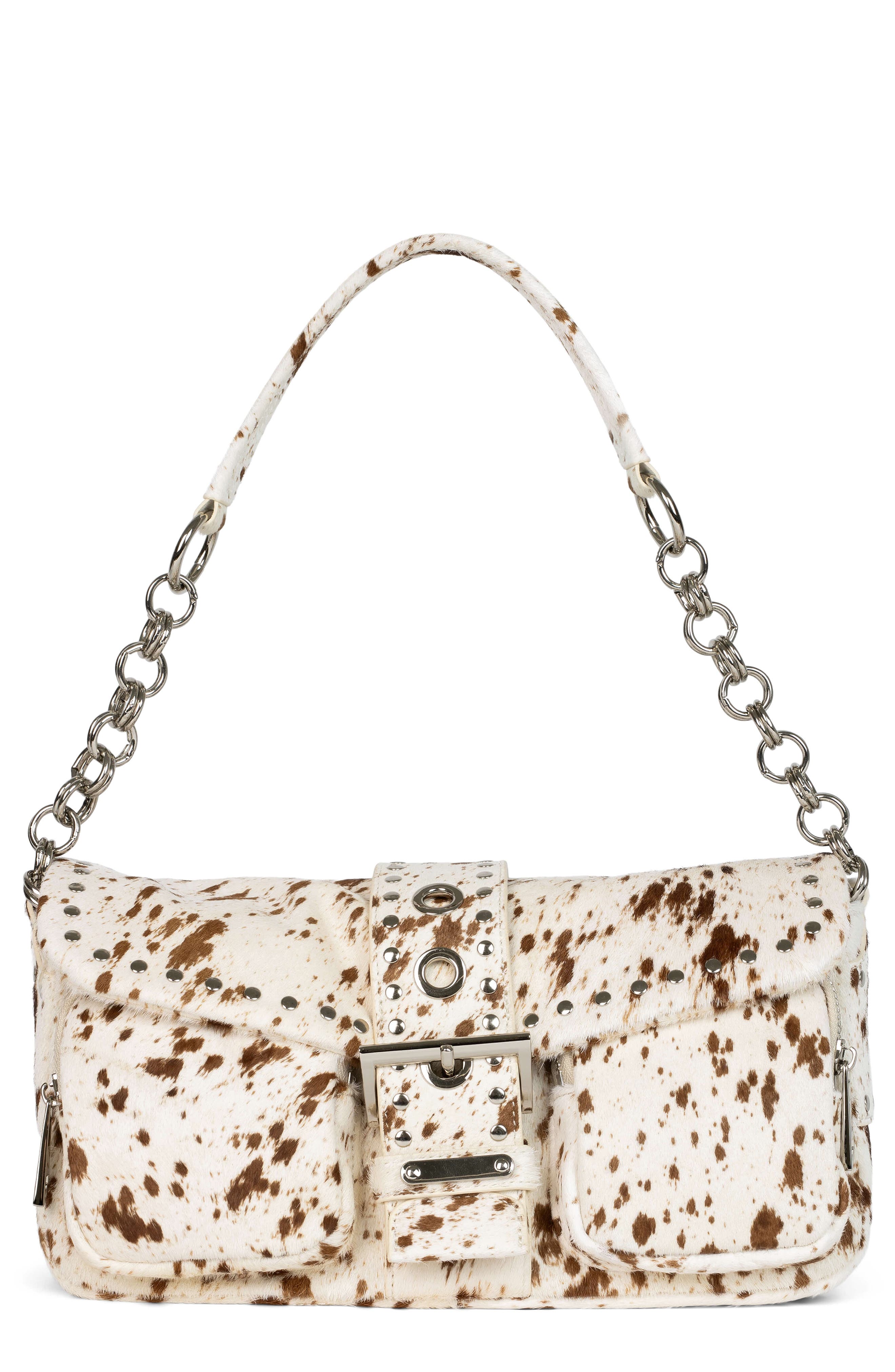 Jeffrey Campbell Night Out Genuin Calf Hair Shoulder Bag, Main, color, 