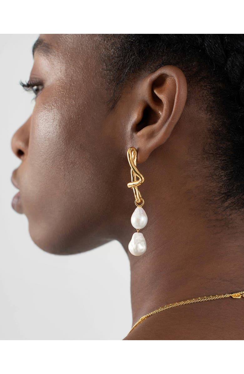 Missoma Molten Baroque Freshwater Pearl Mismatched Drop Earrings, Alternate, color,
