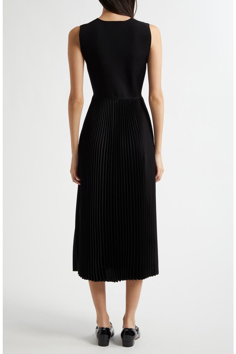 Sleeveless Pleated Midi Dress, Alternate, color, BLACK