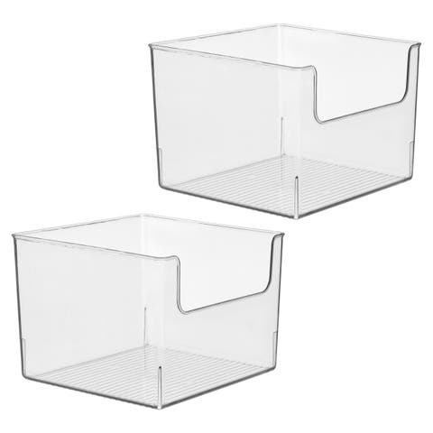 Open-Front Storage Bin for Kitchen, Pantry, Bathroom, Office, Set of 2, Clear, Made in USA