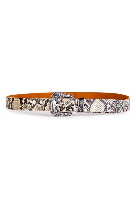 Western Snake Embossed Faux Leather Belt
