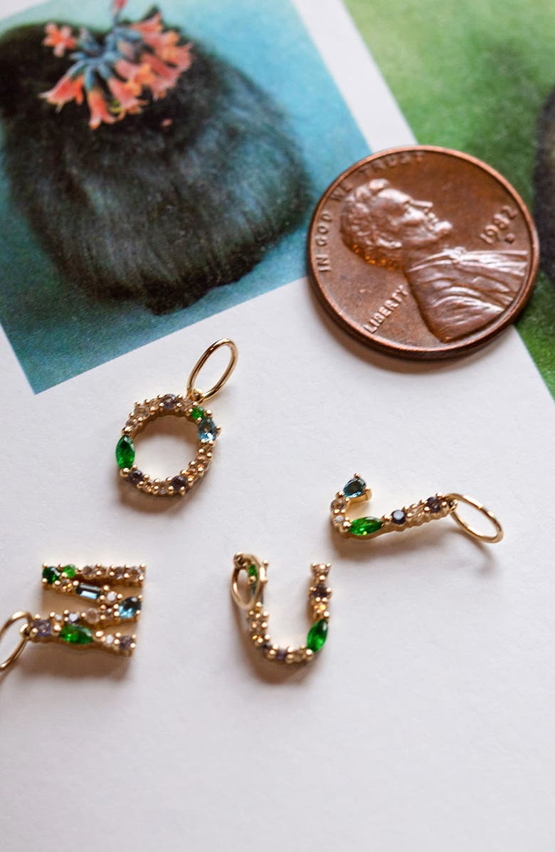 Local Eclectic Solid 9K Gold & Semiprecious Stone Initial Charm, Alternate, color, A