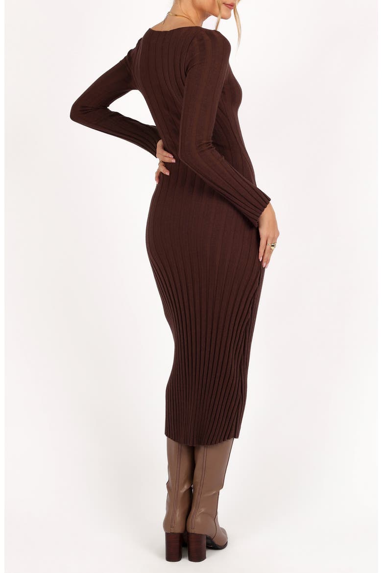 Jolene Long Sleeve Rib Maxi Dress, Alternate, color, BROWN