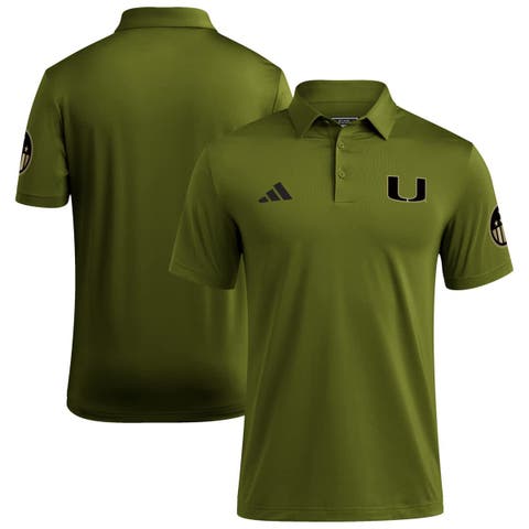 Men's adidas Olive Miami Hurricanes Salute to Service Ultimate365 Solid Polo