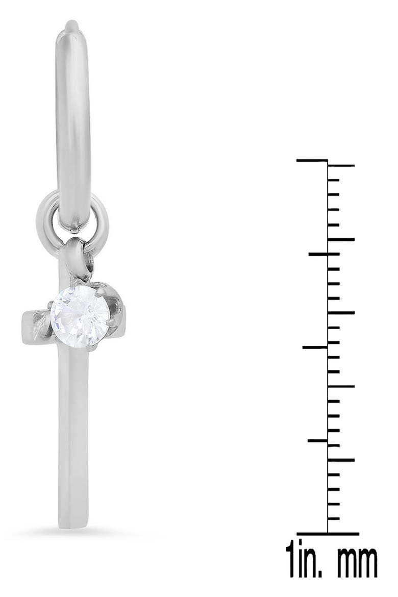 Cross Huggie Hoop Earrings, Alternate, color, SILVER