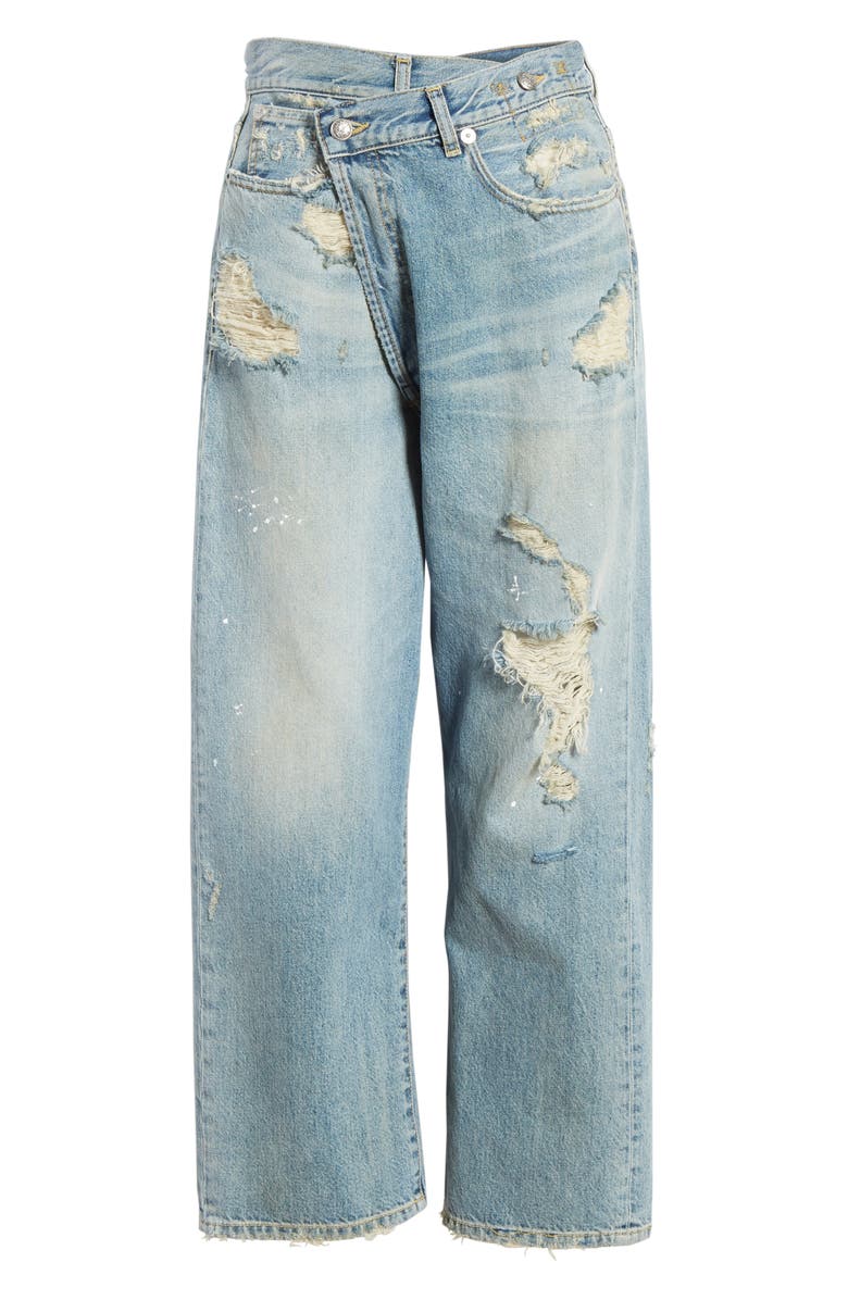 R13 Crossover Ripped Jeans, Alternate, color, 