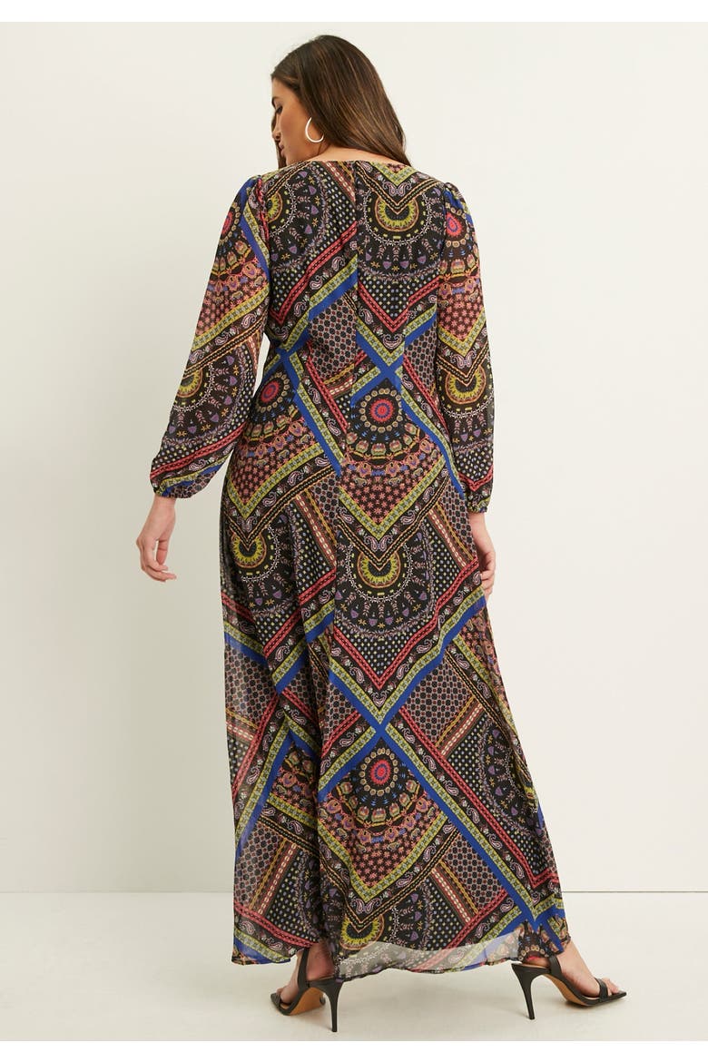 Chiffon Maxi Dress, Alternate, color, MULTI BIAS BANDANA